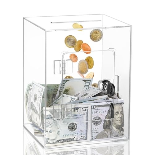 Saving in Style: The Clear Acrylic Piggy Bank That Makes Counting Coins a Breeze!